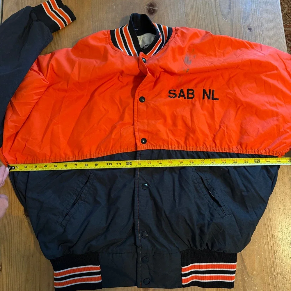 Vintage West Wind Dawgs Bomber Jacket Orange Black Varsity XL Made in USA